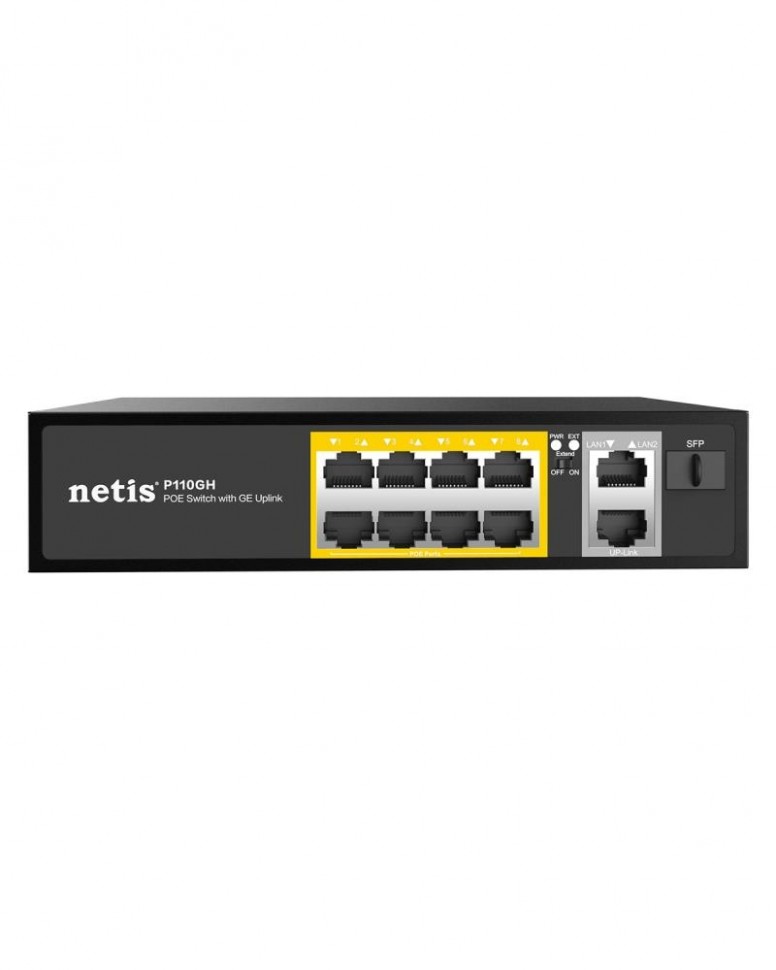 Коммутатор 10PORT 10/100M 8POE+2XGE+SFP P110GH NETIS Коммутатор 10PORT 10/100M 8POE+2XGE+SFP P110GH NETIS