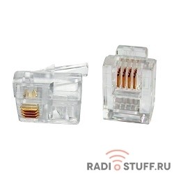 Hyperline PLUG-6P4C-P-C2 Телефонный разъем RJ-12(6P4C) (3 µ"/ 3 микродюйма)