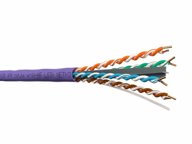 Кабель U/UTP4 cat.6a, 4 пары 23 AWG BC, 305м, с крестовиной, нг(А)-HF LSZH - малодымный, не содержащий галогенов; фиолетовый; одножильный, FLUKE TEST, NETKO Expert СКС