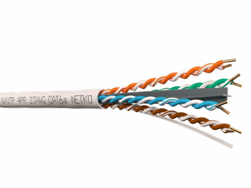 Кабель U/UTP4 cat.6a, 4 пары 23 AWG BC, 305м, одножильный, неэкранированный, с крестовиной, 305м, FLUKE TEST, NETKO Expert СКС
