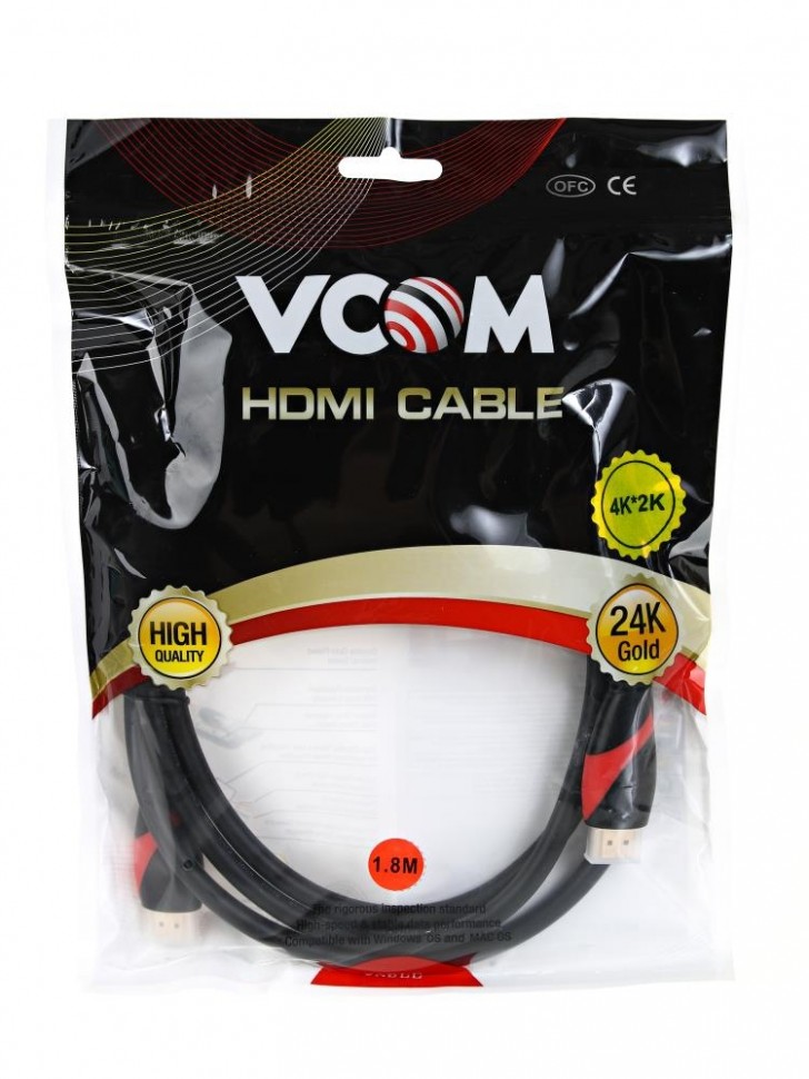 Кабель HDMI-HDMI 1.8M V2.0 CG525D-R-1.8 VCOM